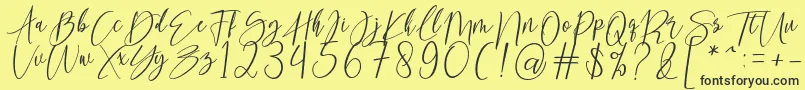 kallita-Schriftart – Schwarze Schriften auf gelbem Hintergrund