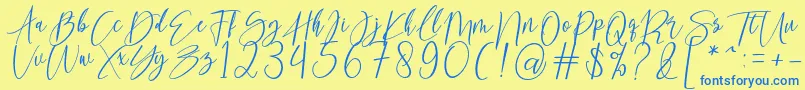 kallita Font – Blue Fonts on Yellow Background