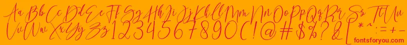 kallita-Schriftart – Rote Schriften auf orangefarbenem Hintergrund