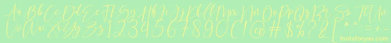 kallita-fontti – keltaiset fontit vihreällä taustalla