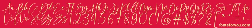 kallita Font – Yellow Fonts on Red Background