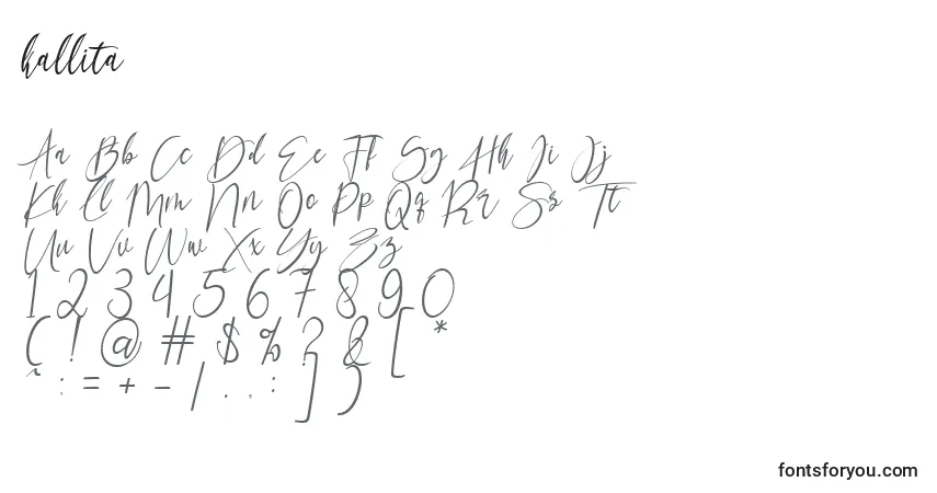 Schriftart Kallita (131342) – Alphabet, Zahlen, spezielle Symbole