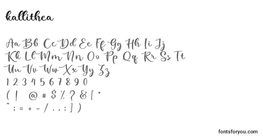A fonte Kallithea  – alfabeto, números, caracteres especiais