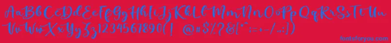 kallithea -Schriftart – Blaue Schriften auf rotem Hintergrund