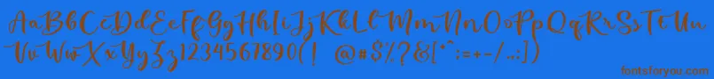 kallithea-Schriftart – Braune Schriften auf blauem Hintergrund