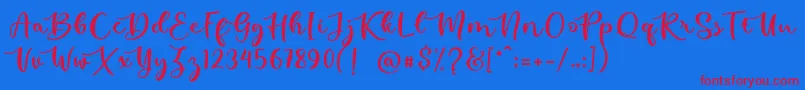 kallithea-Schriftart – Rote Schriften auf blauem Hintergrund