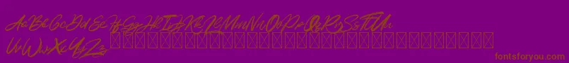 KalviseBrushy-Schriftart – Braune Schriften auf violettem Hintergrund