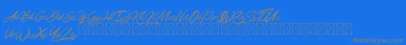 KalviseBrushy-Schriftart – Graue Schriften auf blauem Hintergrund