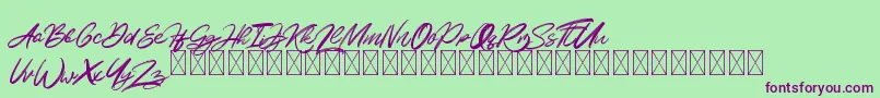 KalviseBrushy Font – Purple Fonts on Green Background