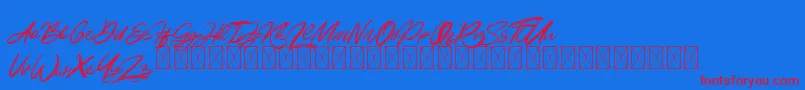 KalviseBrushy Font – Red Fonts on Blue Background