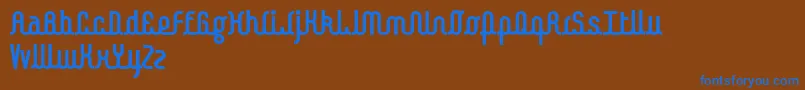 Kamalo bold-Schriftart – Blaue Schriften auf braunem Hintergrund