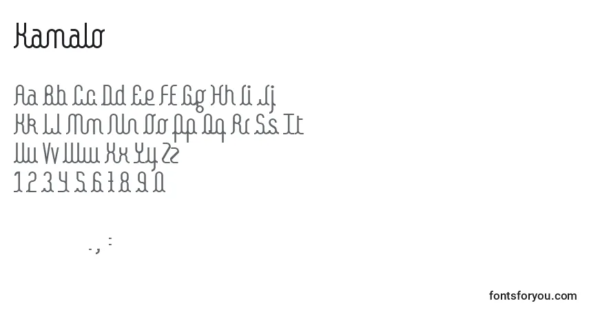 Kamalo-fontti – aakkoset, numerot, erikoismerkit