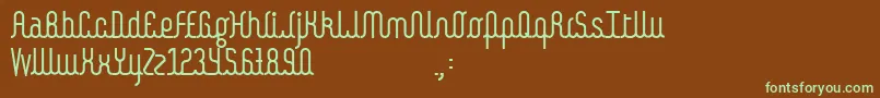 フォントKamalo – 緑色の文字が茶色の背景にあります。