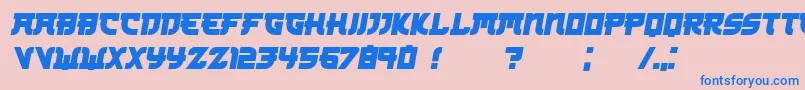 Fonte Kamikaze Italic – fontes azuis em um fundo rosa