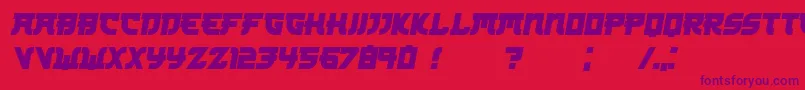 Fonte Kamikaze Italic – fontes roxas em um fundo vermelho