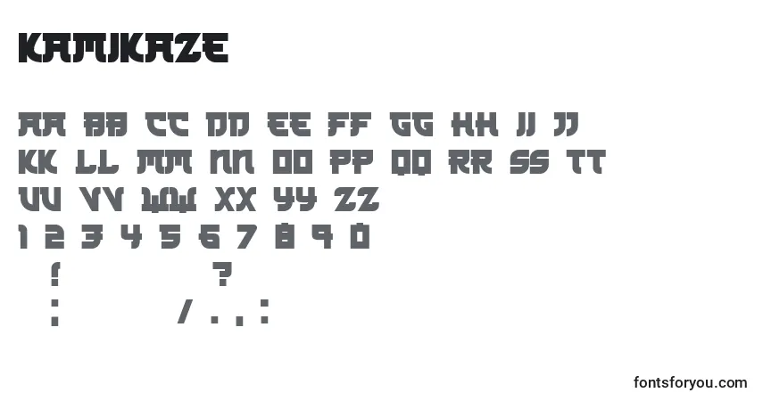 Schriftart Kamikaze (131354) – Alphabet, Zahlen, spezielle Symbole