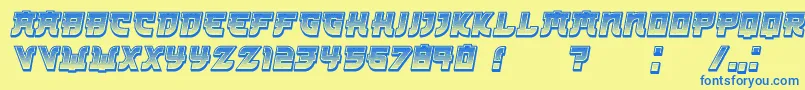 フォントKamikaze3DGradient Italic – 青い文字が黄色の背景にあります。