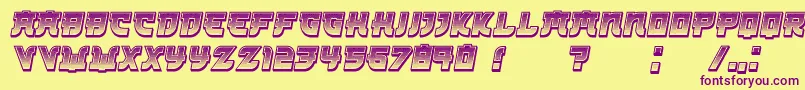 Kamikaze3DGradient Italic Font – Purple Fonts on Yellow Background