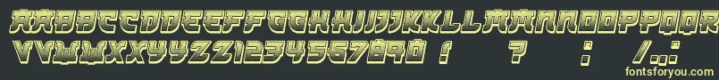 Fonte Kamikaze3DGradient Italic – fontes amarelas em um fundo preto