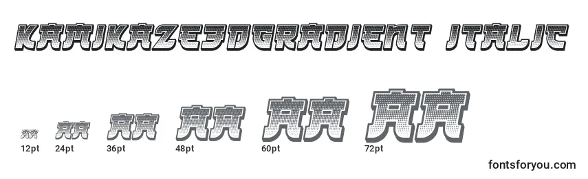 Tamanhos de fonte Kamikaze3DGradient Italic