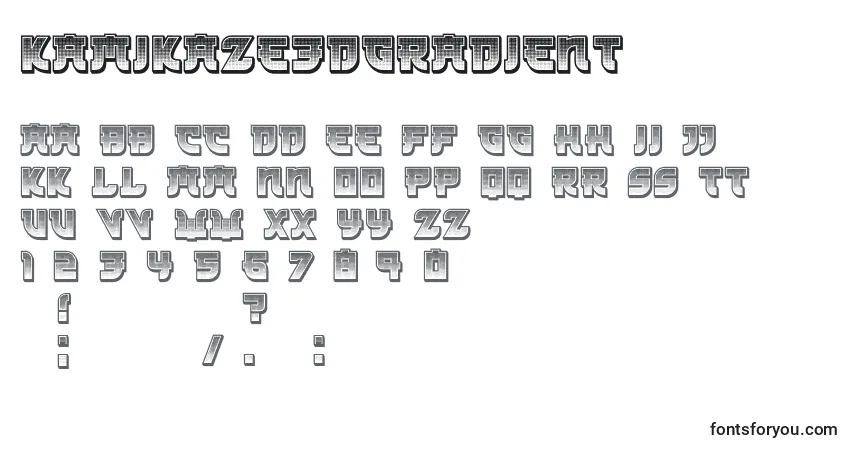Шрифт Kamikaze3DGradient – алфавит, цифры, специальные символы