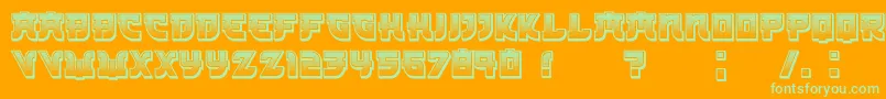 Kamikaze3DGradient-Schriftart – Grüne Schriften auf orangefarbenem Hintergrund