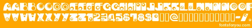 Fonte KAN E    – fontes brancas em um fundo laranja