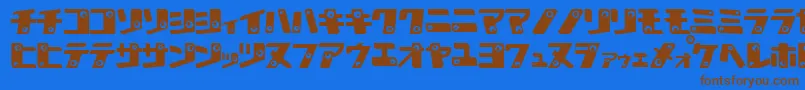 フォントKAN K    – 茶色の文字が青い背景にあります。