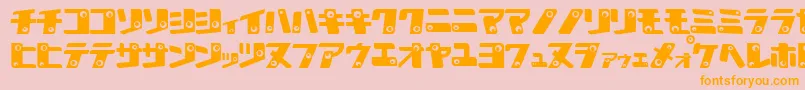 フォントKAN K    – オレンジの文字がピンクの背景にあります。