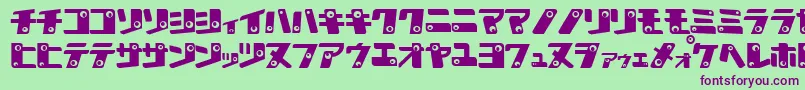 フォントKAN K    – 緑の背景に紫のフォント