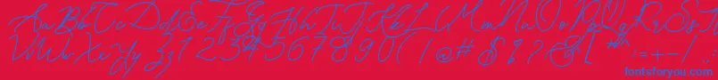 Kanaggawa-Schriftart – Blaue Schriften auf rotem Hintergrund