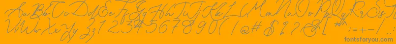 Kanaggawa-Schriftart – Graue Schriften auf orangefarbenem Hintergrund