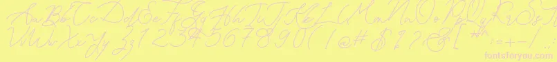 Kanaggawa Font – Pink Fonts on Yellow Background