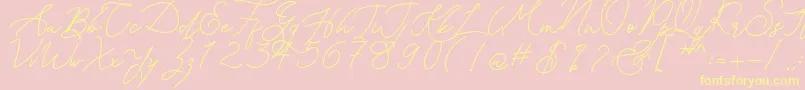 Kanaggawa Font – Yellow Fonts on Pink Background