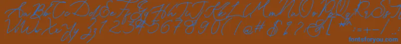 フォントKanaggawa – 茶色の背景に青い文字