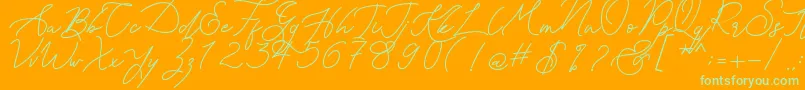Kanaggawa Font – Green Fonts on Orange Background