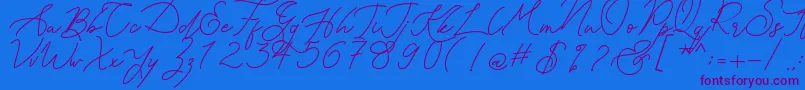 Kanaggawa-Schriftart – Violette Schriften auf blauem Hintergrund