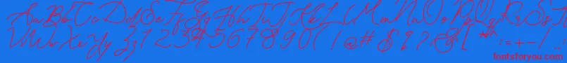 Kanaggawa-Schriftart – Rote Schriften auf blauem Hintergrund