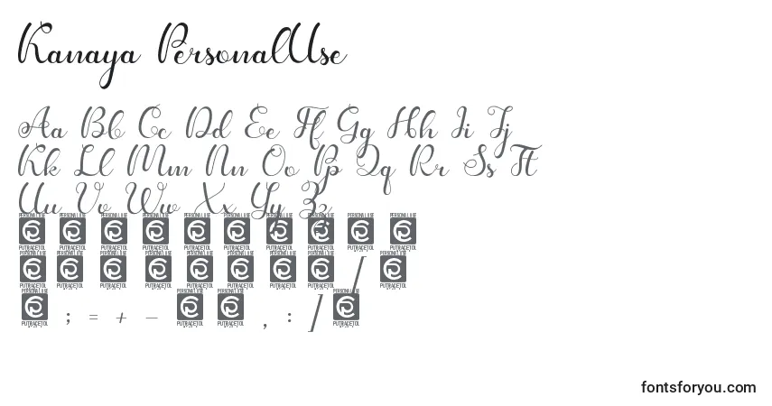 Czcionka Kanaya PersonalUse – alfabet, cyfry, specjalne znaki