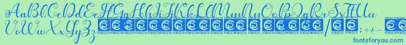 Kanaya PersonalUse-Schriftart – Blaue Schriften auf grünem Hintergrund