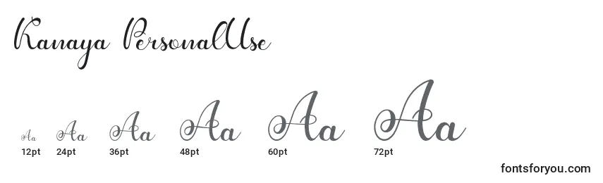 Kanaya PersonalUse Font Sizes