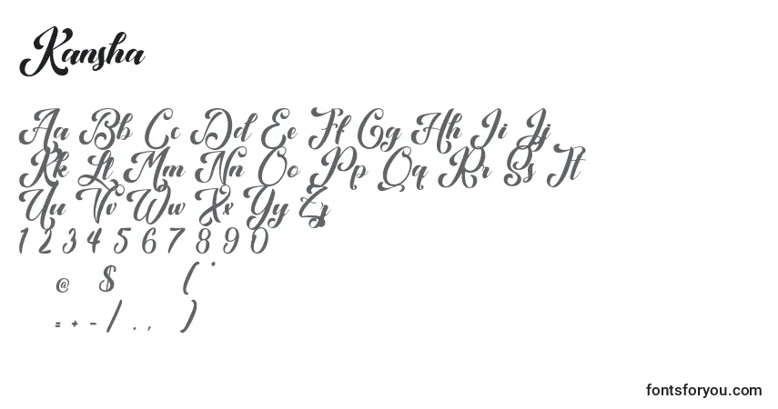 A fonte Kansha – alfabeto, números, caracteres especiais