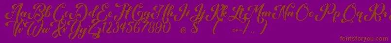 Kansha-Schriftart – Braune Schriften auf violettem Hintergrund