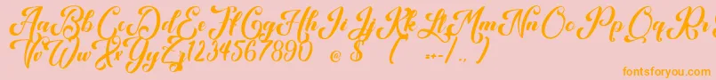 Kansha-Schriftart – Orangefarbene Schriften auf rosa Hintergrund