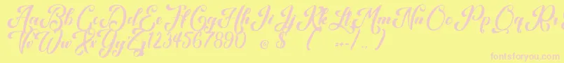 Kansha-fontti – vaaleanpunaiset fontit keltaisella taustalla