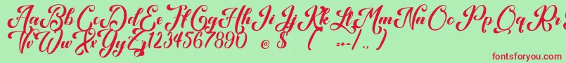 Kansha Font – Red Fonts on Green Background