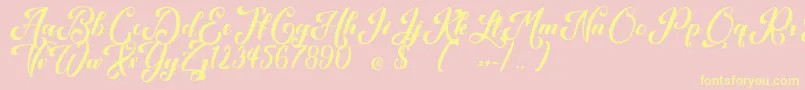 Kansha-Schriftart – Gelbe Schriften auf rosa Hintergrund