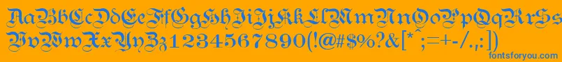 フォントKANZL    – オレンジの背景に青い文字