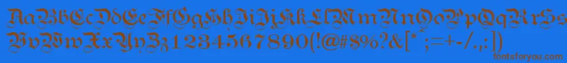 フォントKANZL    – 茶色の文字が青い背景にあります。