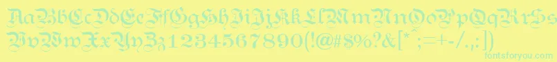 フォントKANZL    – 黄色い背景に緑の文字